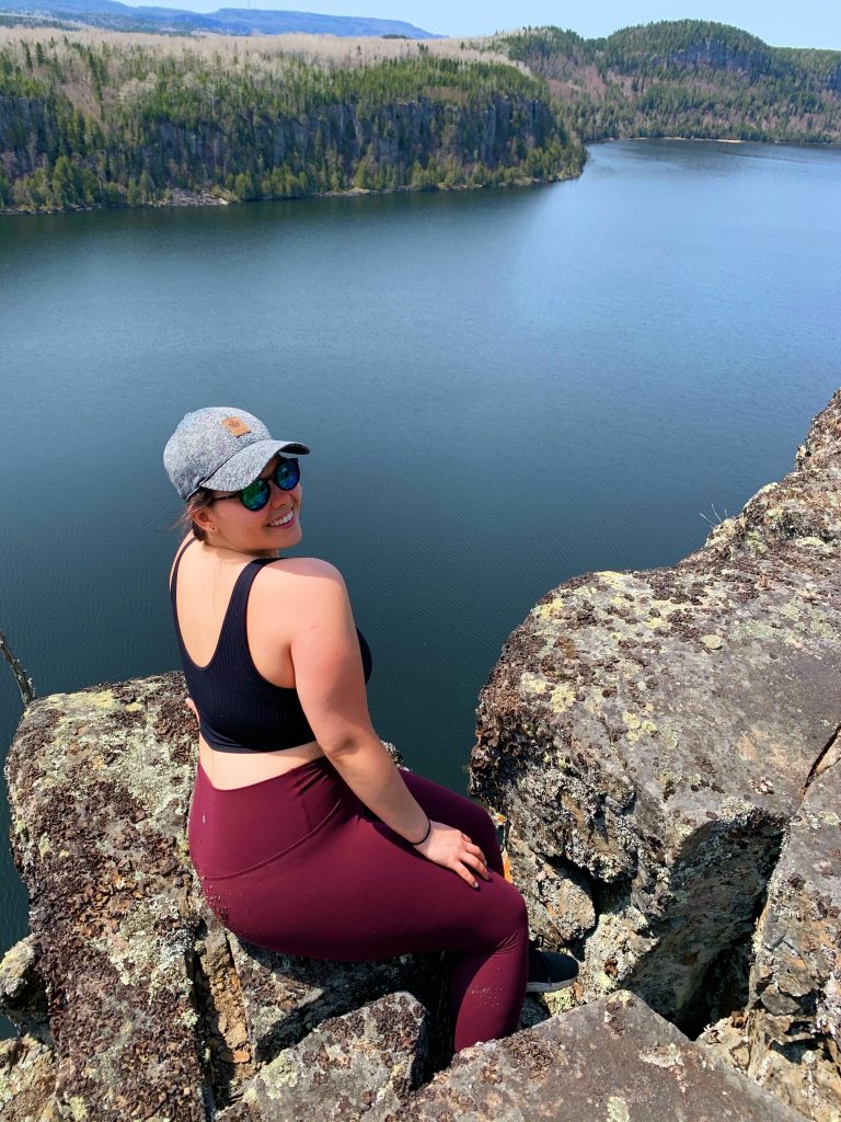Feeling Good Natured Hiker overlooking Bass Creek in Nipigon, Ontario