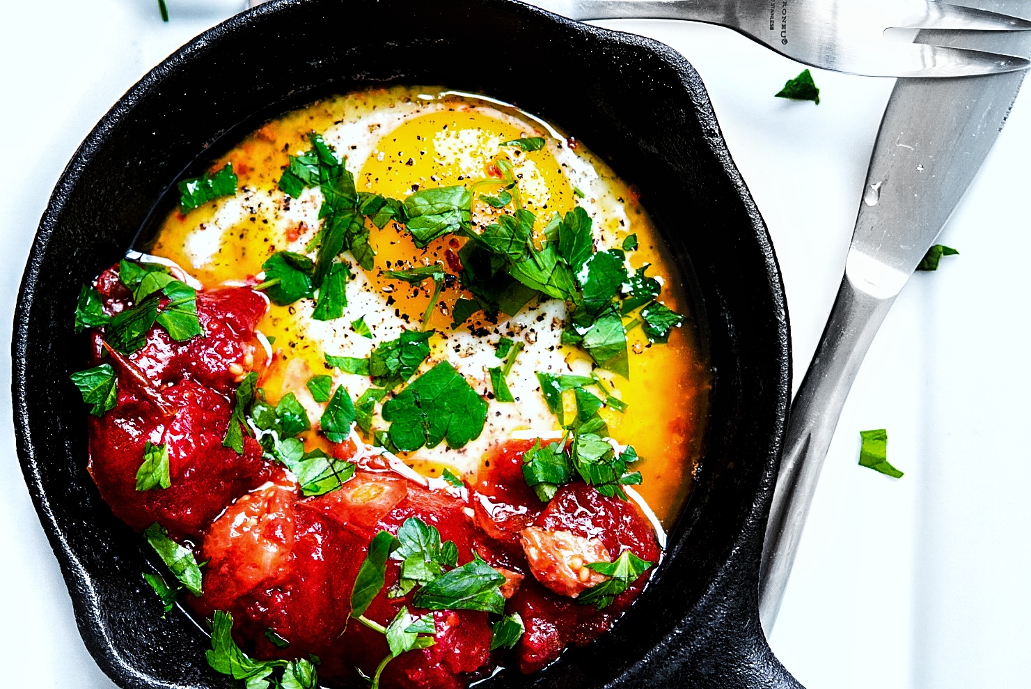 Tomato confit, egg, and parsley
